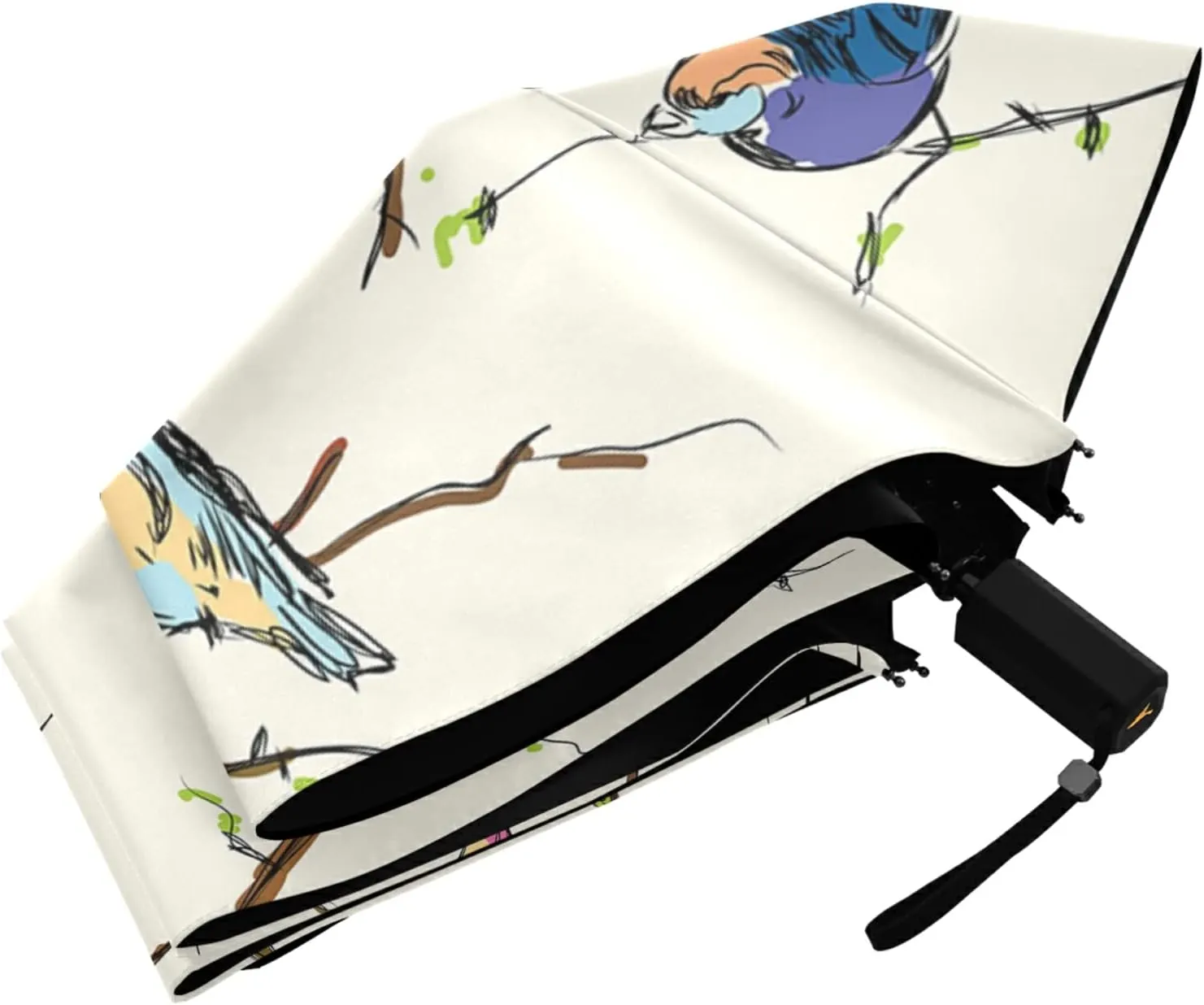 Poeticcity Folding Umbrella, Anti-UV 3 Folds Lightweight Parasol, Compact Windproof Strong Umbrellas for Car Travel Sun & Rain