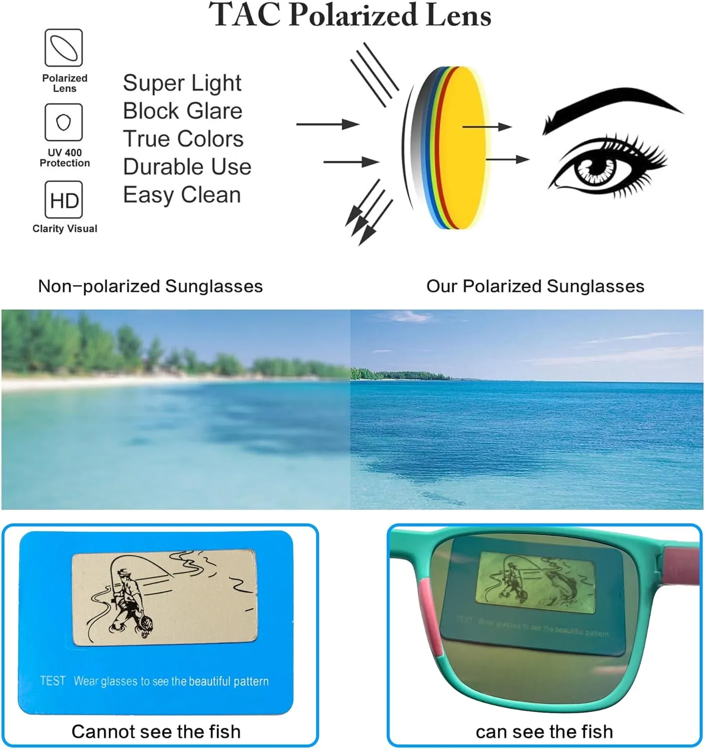 Polarized Fishing Sunglasses for Men Women Kayaking Surfing Driving Lightweight Sports Sun Glasses UV Protection