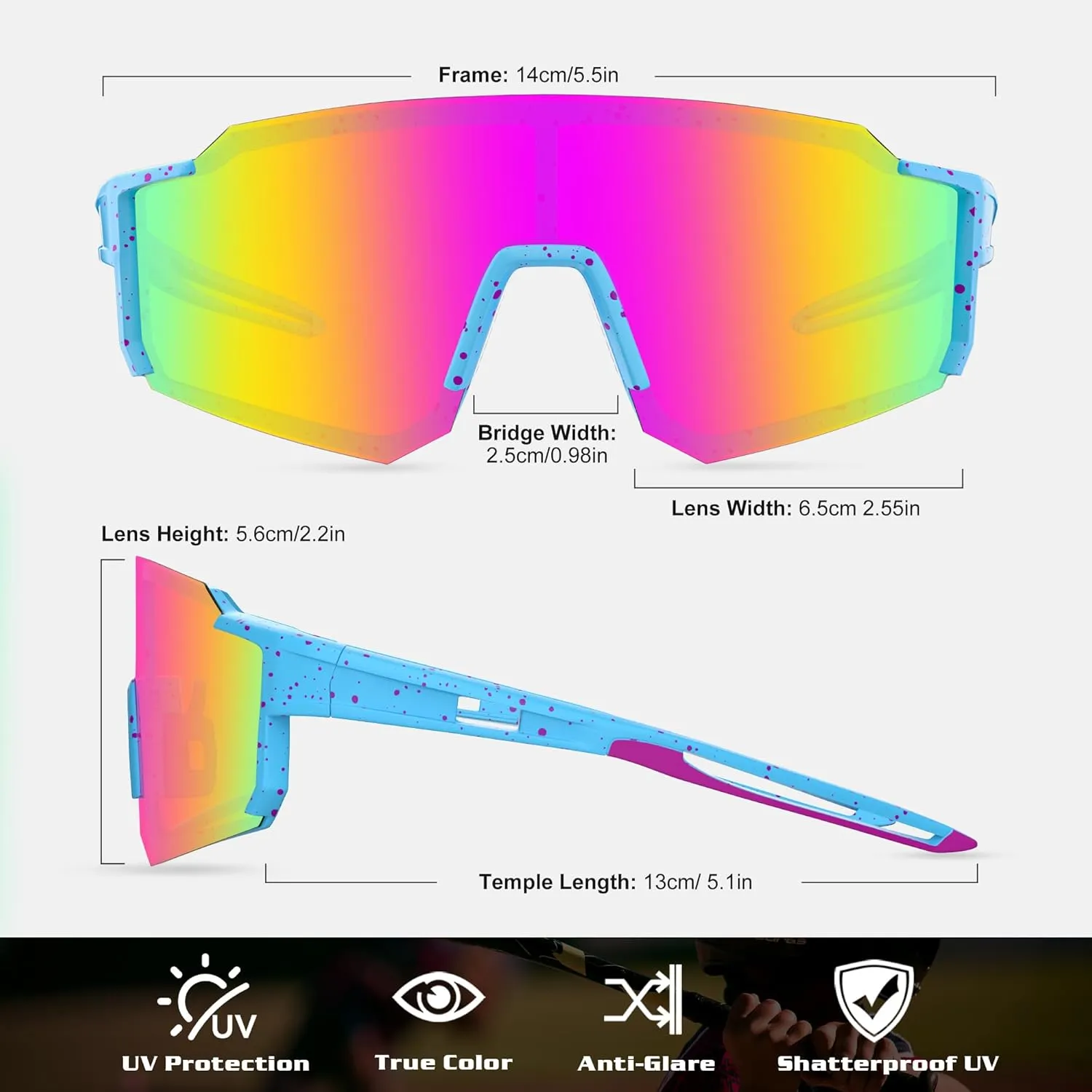 Polarized Sports Sunglasses for Men Women Youth Baseball Fishing Running Cycling Golf Trekking TAC Glasses