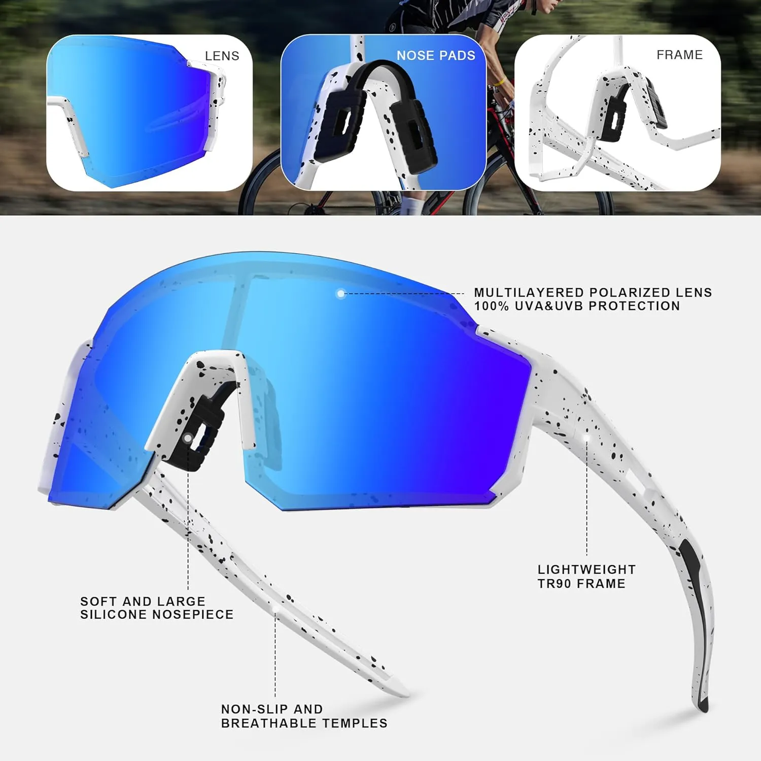 Polarized Sports Sunglasses for Men Women Youth Baseball Fishing Running Cycling Golf Trekking TAC Glasses