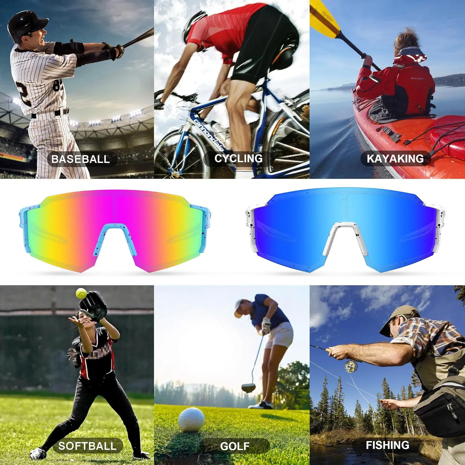 Polarized Sports Sunglasses for Men Women Youth Baseball Fishing Running Cycling Golf Trekking TAC Glasses