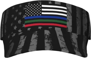 Police Military and Fire Thin Line American Flag Visor Cap Adjustable Uv Protection Sun Visor Hats Empty Top Baseball Hat for Women and Men Black