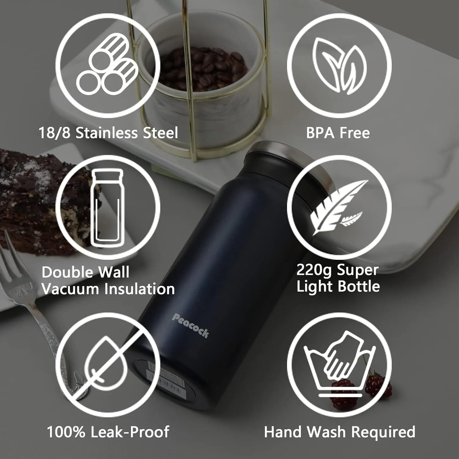 Portable 14oz Coffee Thermos Travel Coffee Tumbler Stainless Steel Insulated Vacuum Bottle for Hot and Cold Drinks Leak Proof Travel Mug with Lid On the Go Cup