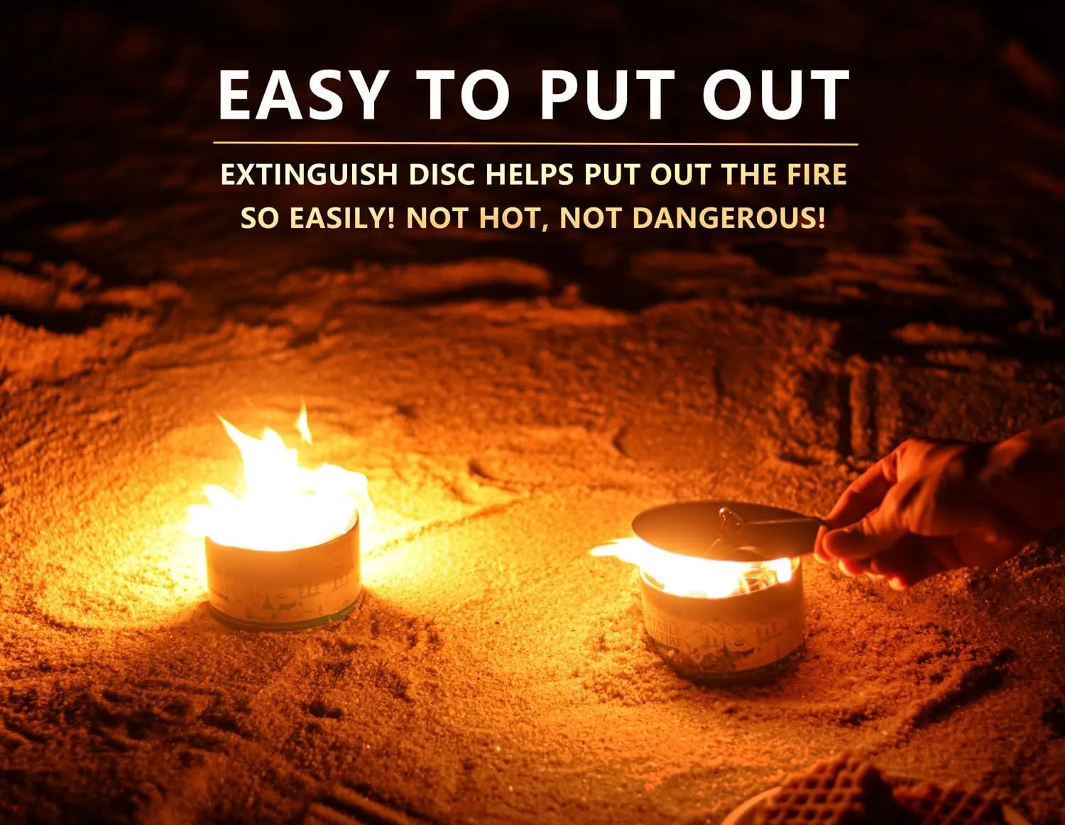 Portable Campfire, Holder and Extinguish Included, Reusable Fire Pit for Camping, Smores, Picnics - Made with Recycled Soy Wax Up to 3-5 Hours Burn Time - Tabletop Fireplace, Emergency Heat - 4 Pack