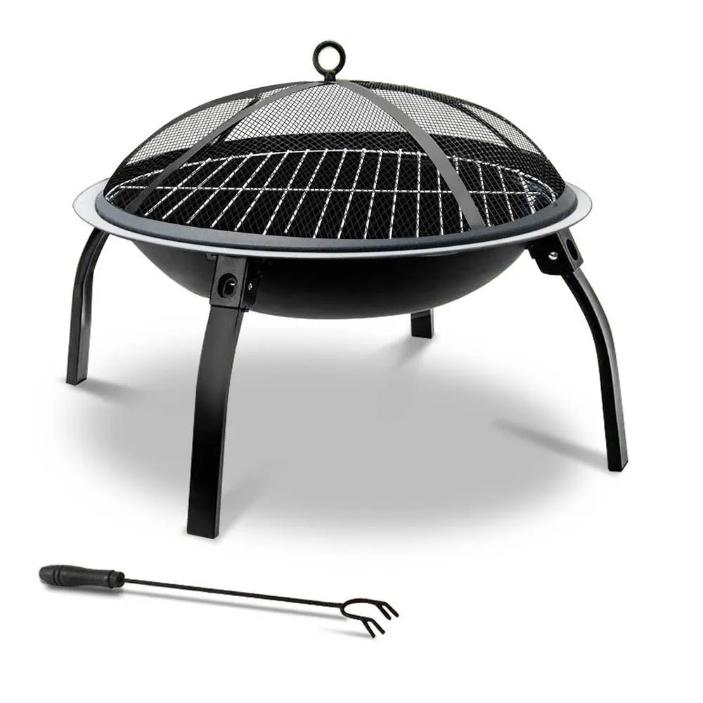 Portable Fire Pit (76cm) 2-in-1 Foldable BBQ Grill