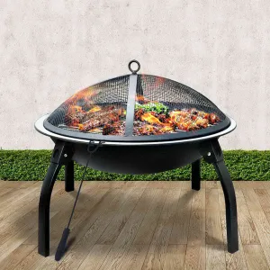 Portable Fire Pit (76cm) 2-in-1 Foldable BBQ Grill