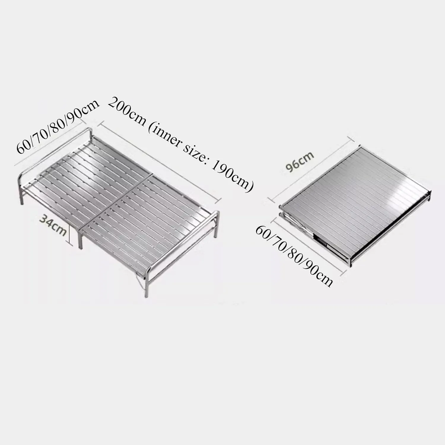 Portable Folding Bed for Adults, Folding Cots for Adults No Assembly Stainless Steel 400kg Loading Cot for Sleeping, Space Saving Fold Up Bed for Easy Storage(60cm)