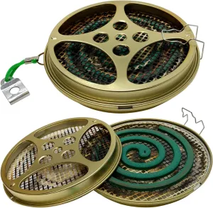 Portable Mosquito Coil Holder - Mosquito Coil & incense burner for Outdoor use, Pool side, Patio, Deck, Camping, Hiking, etc... (includes Set of 2 Holders)