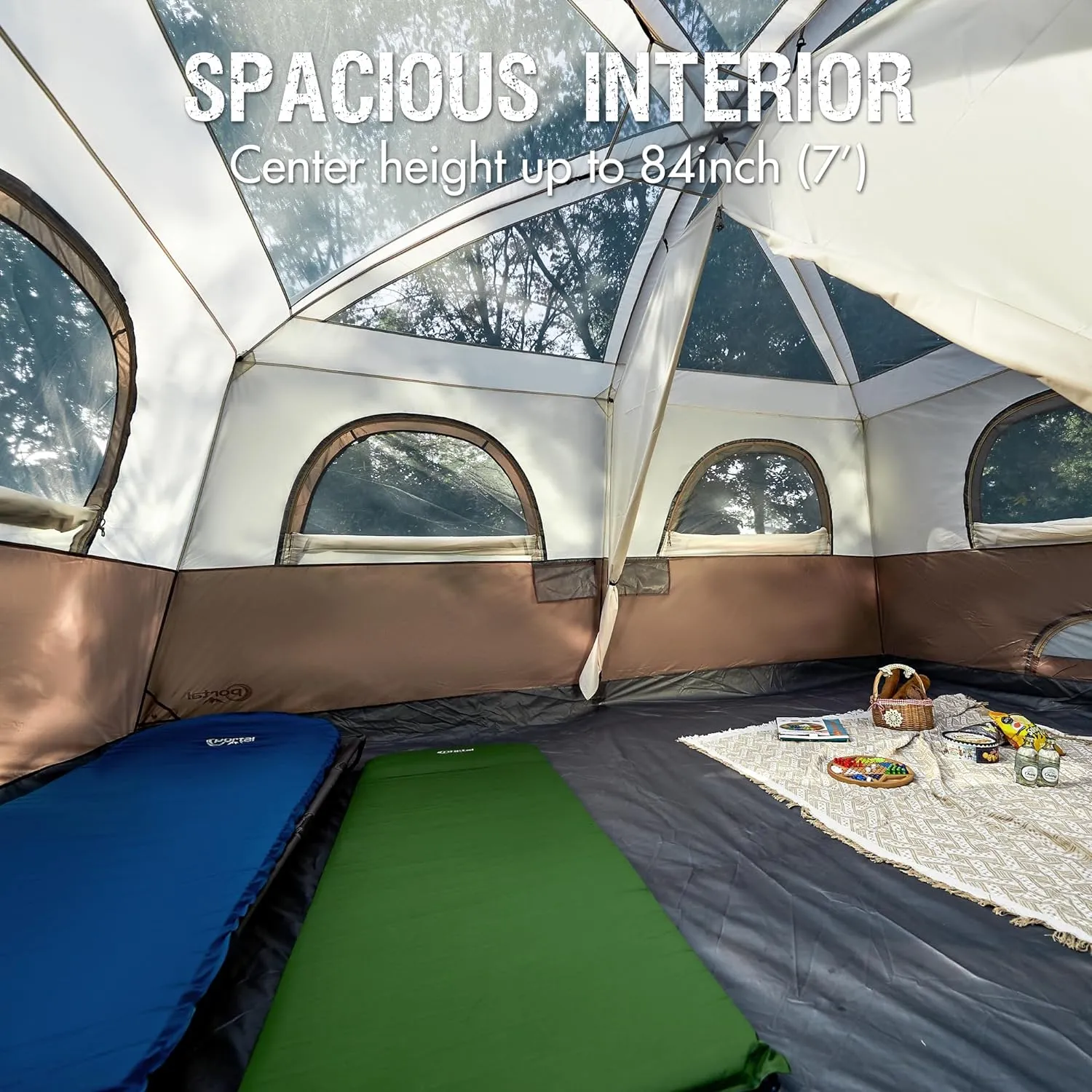 PORTAL 6 | 8 | 10 Person Family Camping Tent with Porch, Big Family Camping Tent with Tall Height, Good Ventilation, Water Resitant Large Tent for Outdoor Camping, Backyard