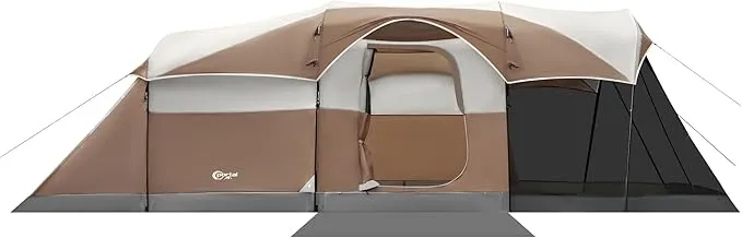 PORTAL 6/8 Person Family Camping Tent with Screen Room, Water Resistant Big Tunnel Tent with Rainfly, Large Family Tent for Outdoor Camping, Party