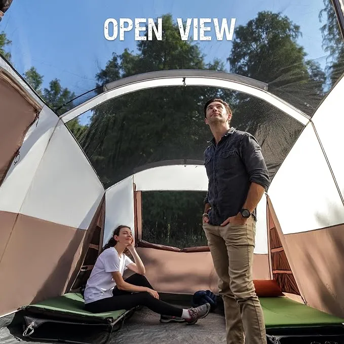 PORTAL 6/8 Person Family Camping Tent with Screen Room, Water Resistant Big Tunnel Tent with Rainfly, Large Family Tent for Outdoor Camping, Party