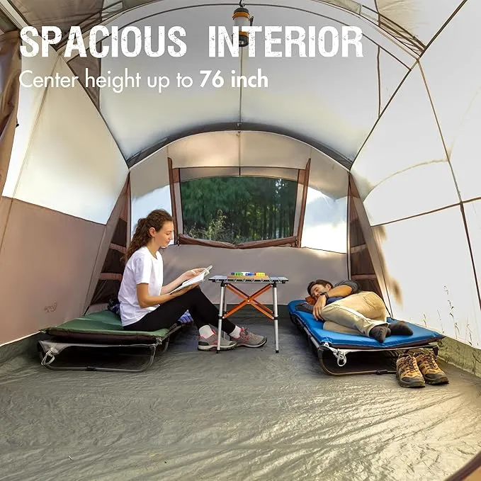 PORTAL 6/8 Person Family Camping Tent with Screen Room, Water Resistant Big Tunnel Tent with Rainfly, Large Family Tent for Outdoor Camping, Party