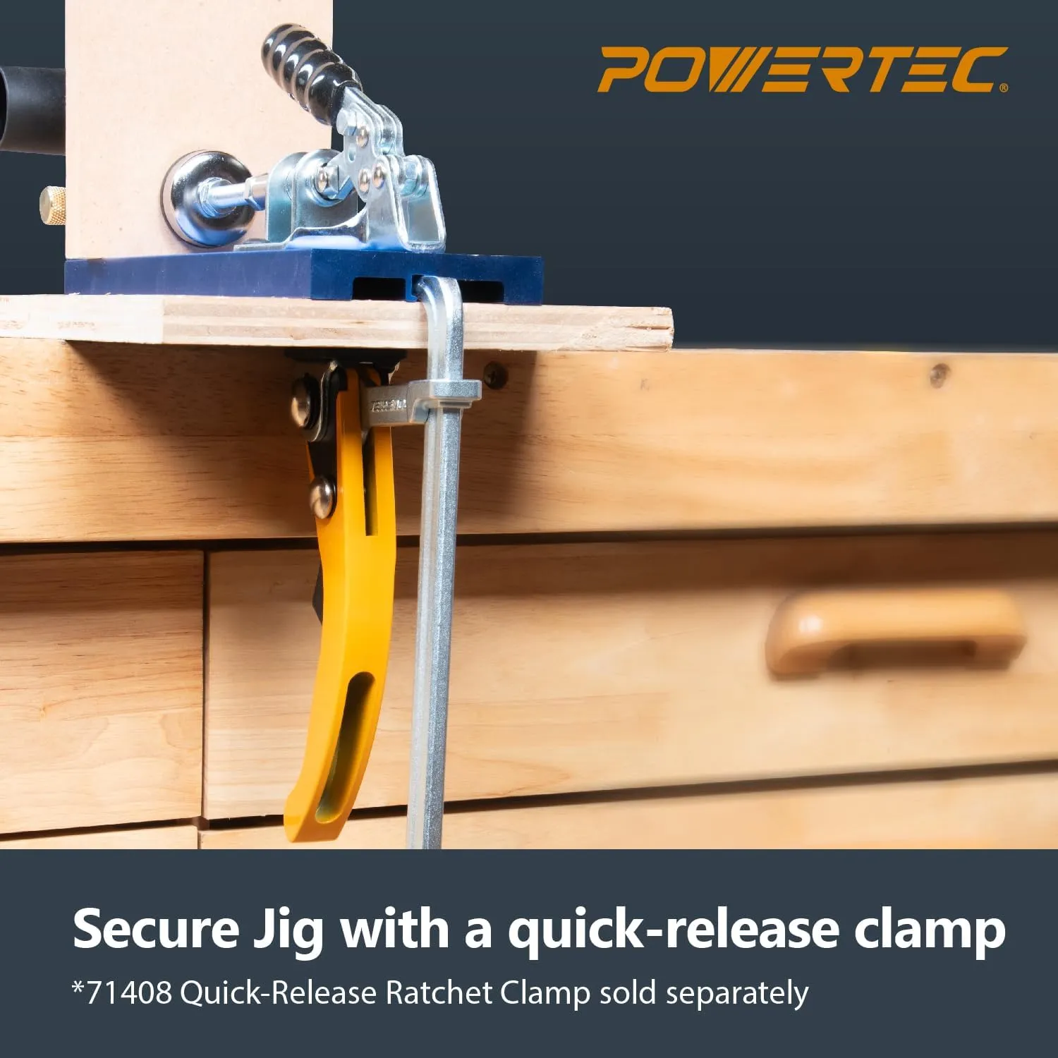 POWERTEC Aluminum Pocket Hole Jig Set with 1-1/4" OD Dust Port, Drill Bit, Drill Stop, Toggle Clamp, Screws. Adjustable Pocket Screw Jig for Woodworking DIY Carpentry Projects & Wood Joinery (71844)