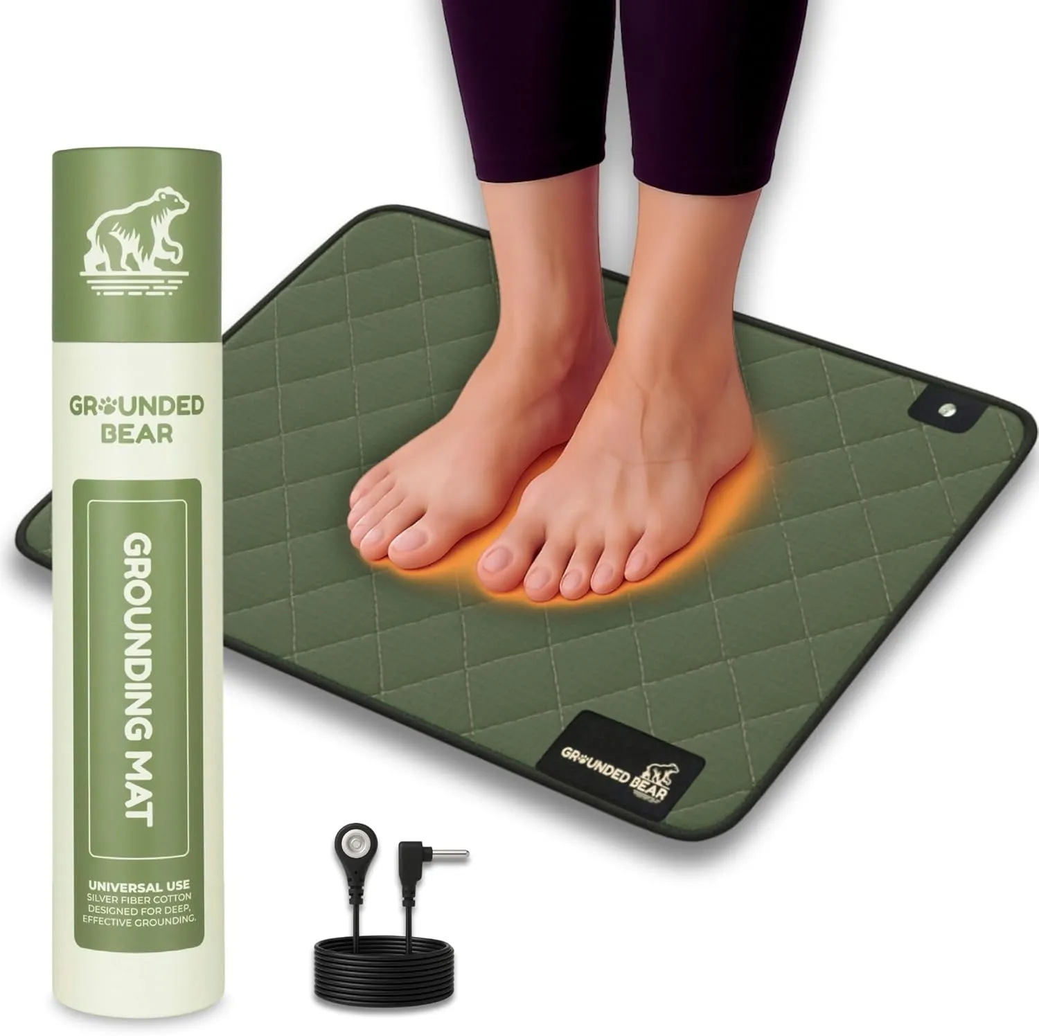 Premium Grounding Mat for Feet, Soft Cotton & Silver Fiber, Comfort for Sleep & Wellness, Grounding Pad for Anti-Aging & Inflammation, Grounding Mat for Bed and Desk (24x16 Inches)