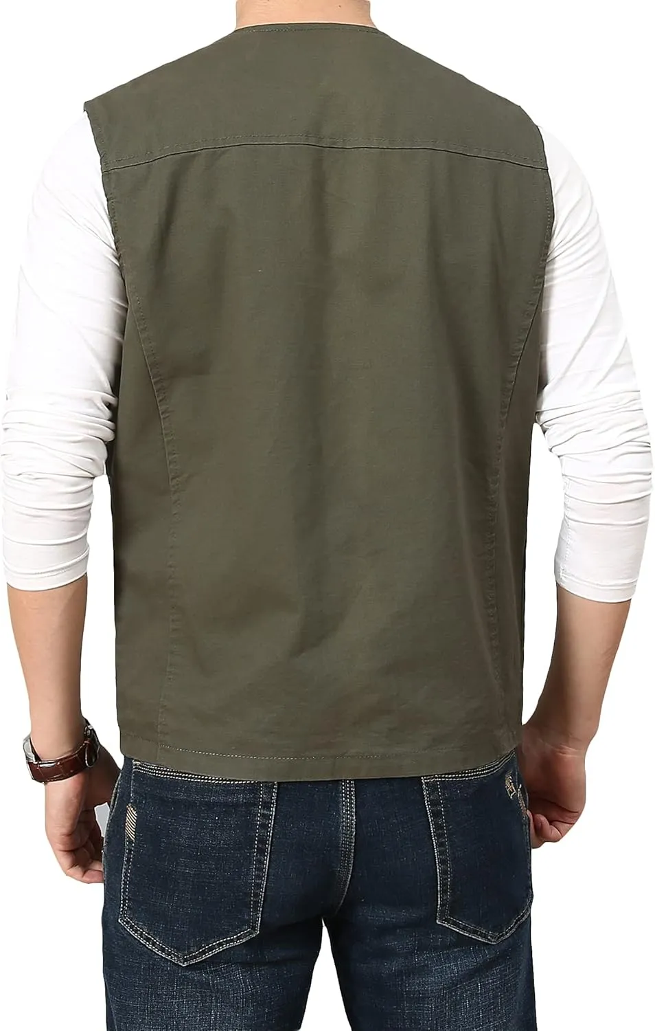 PRIJOUHE Men's Casual Outdoor Cotton Vest Lightweight Breathable Multi-Pocket Fishing Safari Travel Vests Outwear