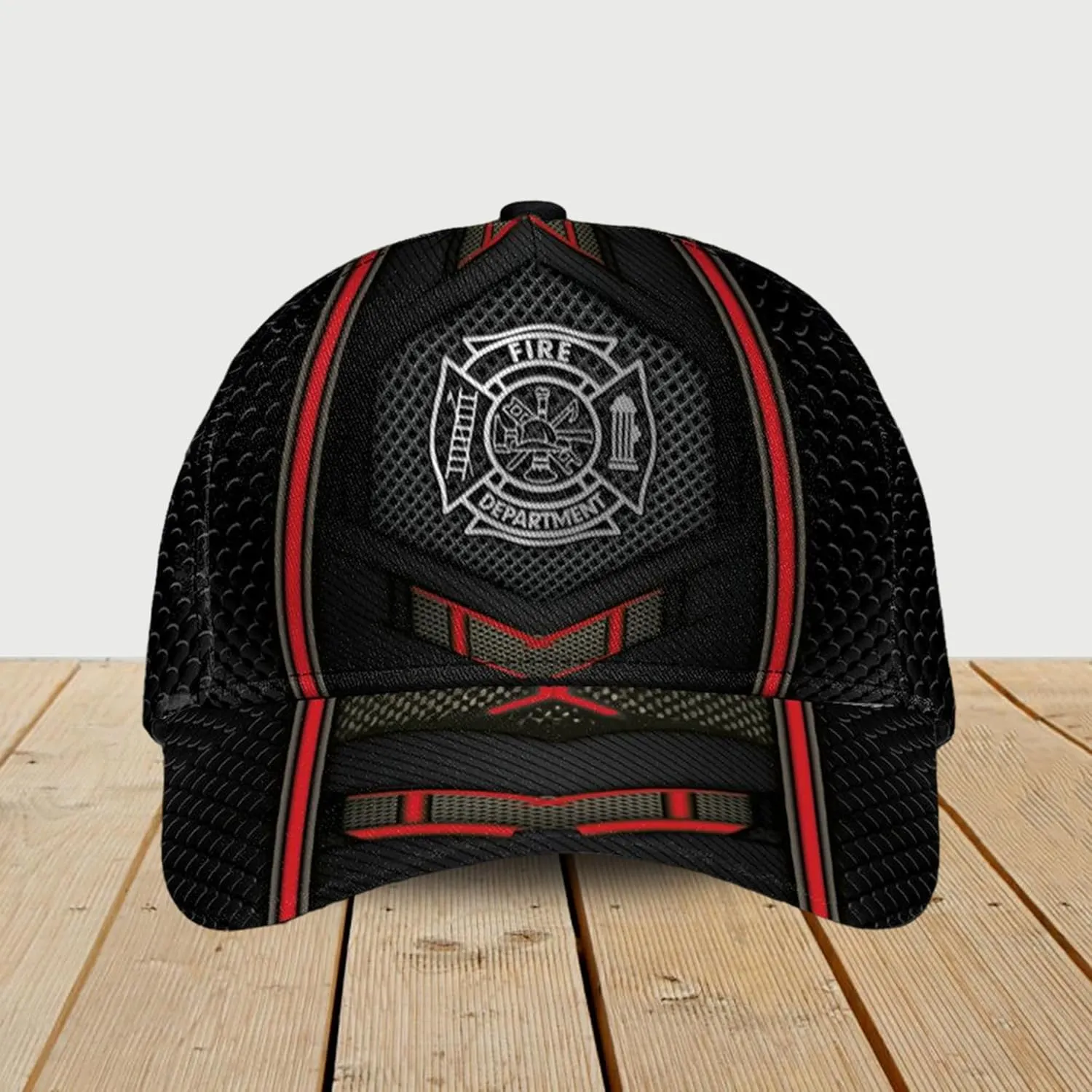 Print Fire Department Badge Mesh Trucker Hats with 3D Fire Fighter Themed Meshback Caps Accessories for Adults