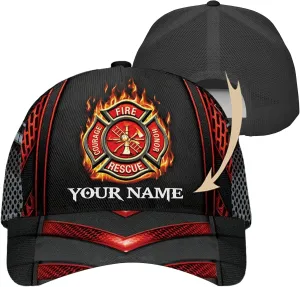 Print Fire Department Badge Mesh Trucker Hats with 3D Fire Fighter Themed Meshback Caps Accessories for Adults