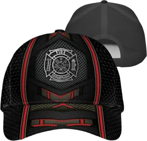 Print Fire Department Badge Mesh Trucker Hats with 3D Fire Fighter Themed Meshback Caps Accessories for Adults
