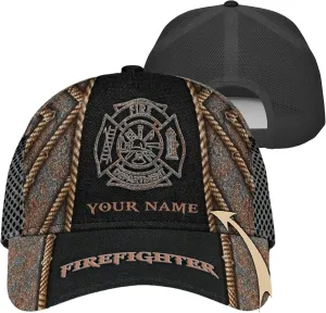 Print Fire Department Badge Mesh Trucker Hats with 3D Fire Fighter Themed Meshback Caps Accessories for Adults