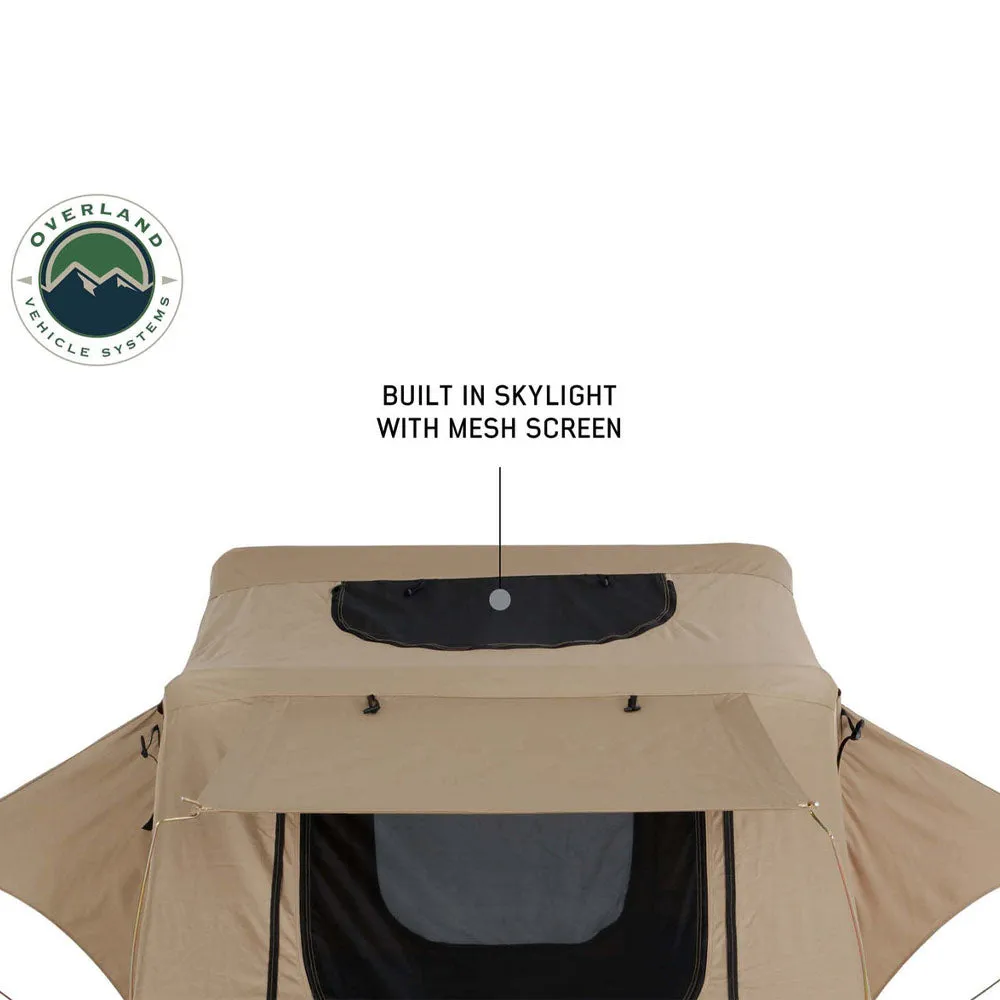 Privacy-first LD Sided Person, & Roof - Rainfly 2 TMBK Tent, Hassle-free Tan Top Body Green Soft