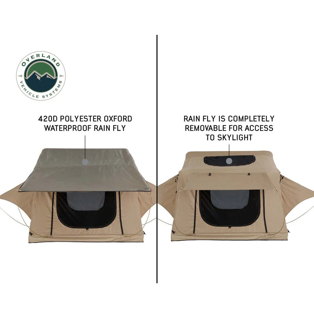 Privacy-first LD Sided Person, & Roof - Rainfly 2 TMBK Tent, Hassle-free Tan Top Body Green Soft