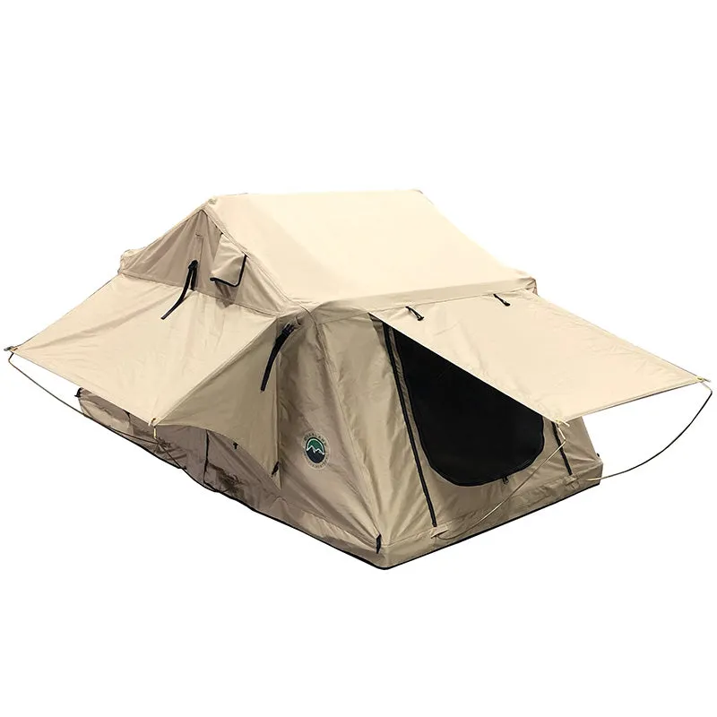 Privacy-first LD Sided Person, & Roof - Rainfly 2 TMBK Tent, Hassle-free Tan Top Body Green Soft