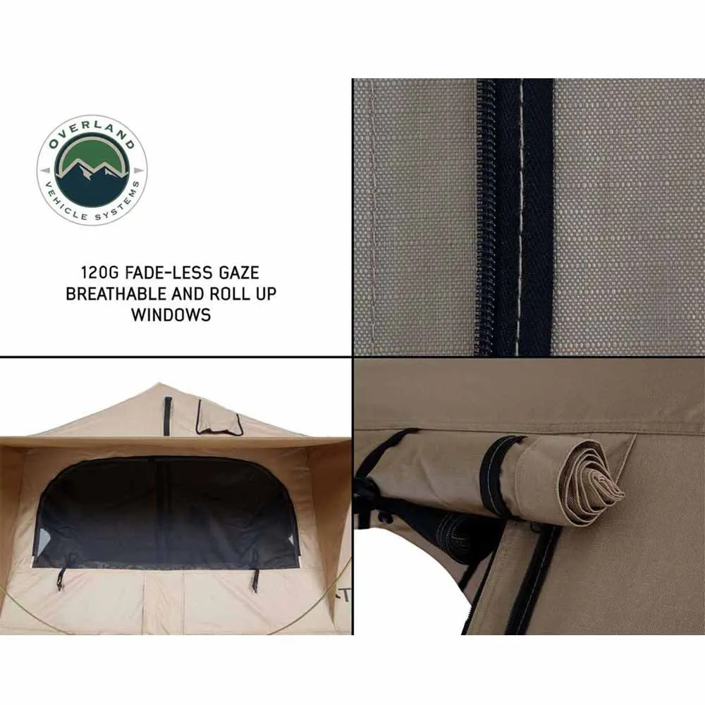 Privacy-first LD Sided Person, & Roof - Rainfly 2 TMBK Tent, Hassle-free Tan Top Body Green Soft