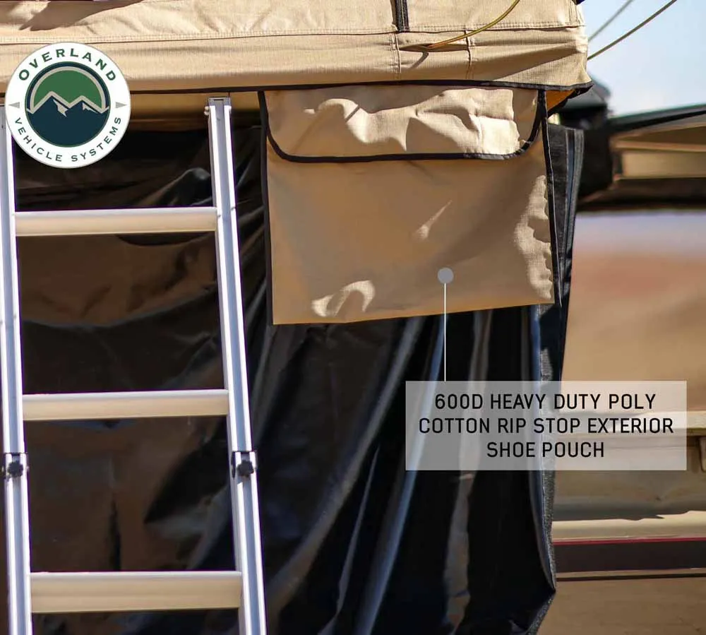 Privacy-first LD Sided Person, & Roof - Rainfly 2 TMBK Tent, Hassle-free Tan Top Body Green Soft