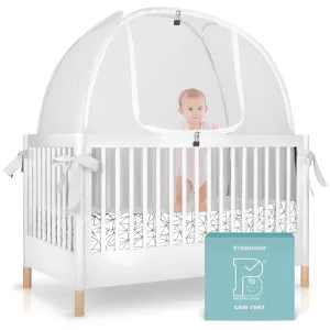 Pro Baby Safety Pop Up Crib Tent, Fine Mesh Crib Netting Cover to Keep Baby from Climbing Out, Prevent Falls and Mosquito Bites, Safety Net Canopy - Sturdy & Stylish Infant Crib Topper