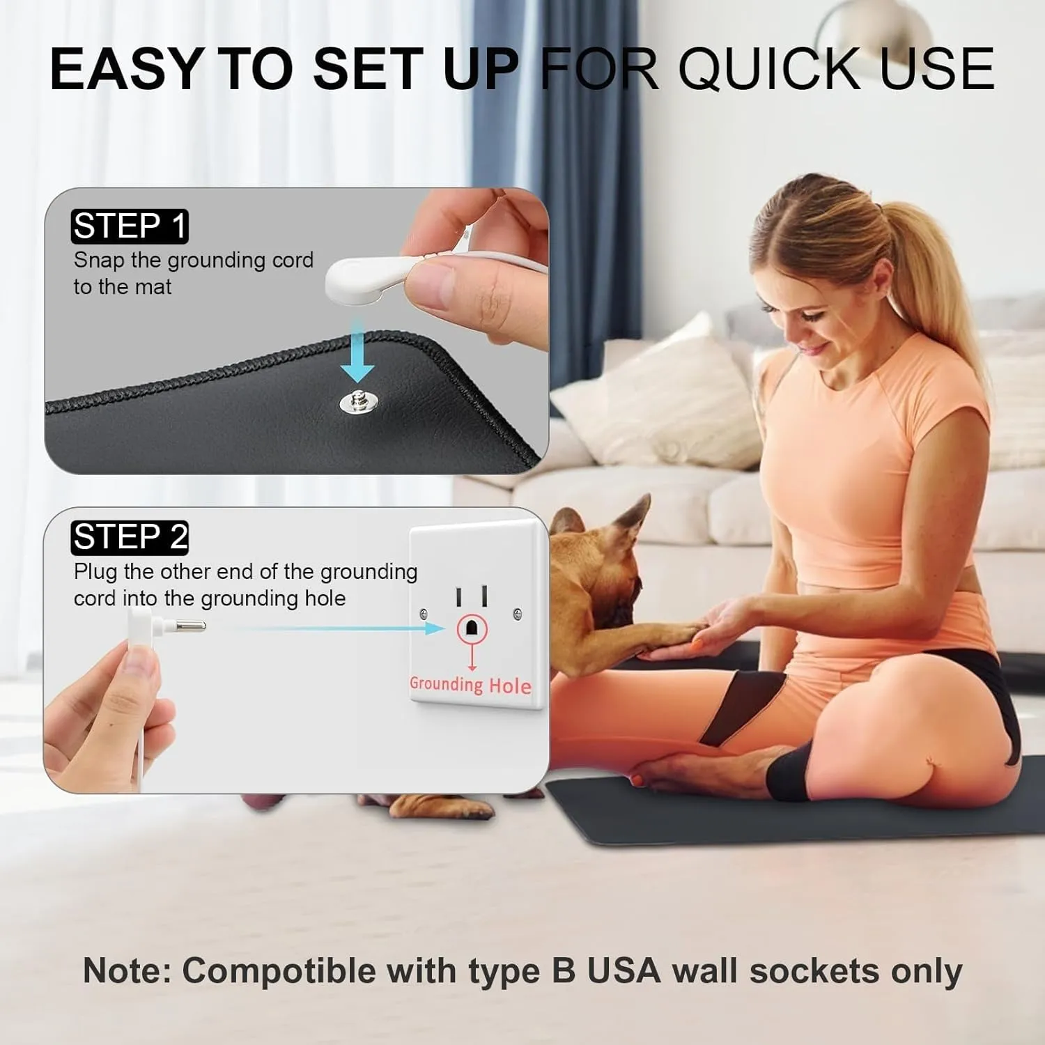 Professional Grounding Mat for Sleep - Improve Sleep Quality, Reduce Stress Fatigue Anxiety, Balanced Energy, Durable Conductive Carbon Grounding Pad for Healthy Therapy Indoors (24"x16")