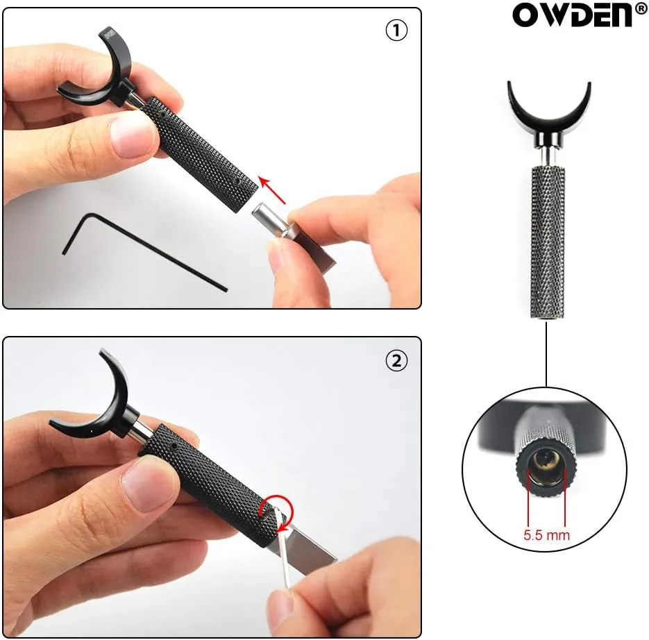 Professional Leather tool, Leather Swivel knife with 2 sizes blade, This size “S” (handle diameter : 10 mm),Adjustable handle height. (S)