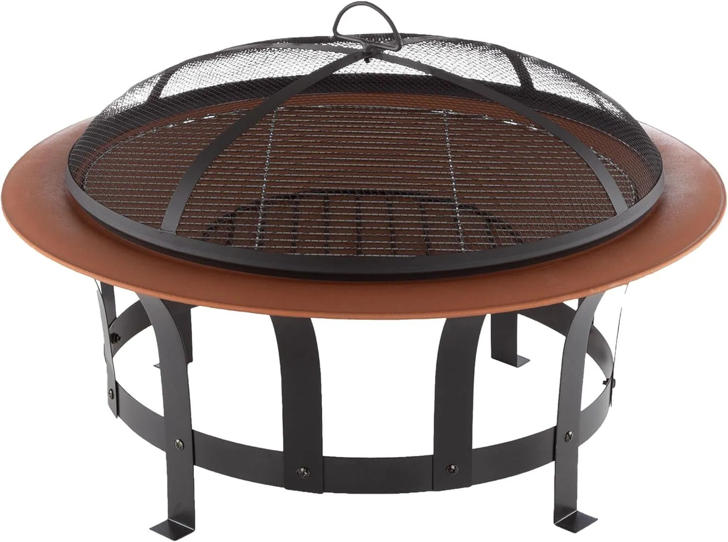 Pure Garden 50-LG1204 30" Outdoor Deep Fire Pit-Round Large Colored Steel Bowl, Mesh Spark Screen, Log Poker & Grilling Grate Pit-30-Inch Portable Patio Wood Burning Bonfire, Copper and Black