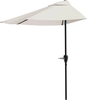 Pure Garden Half Umbrella Outdoor Patio Shade - 9 ft Patio Umbrella with Easy Crank - Small Canopy for Balcony, Table, or Deck