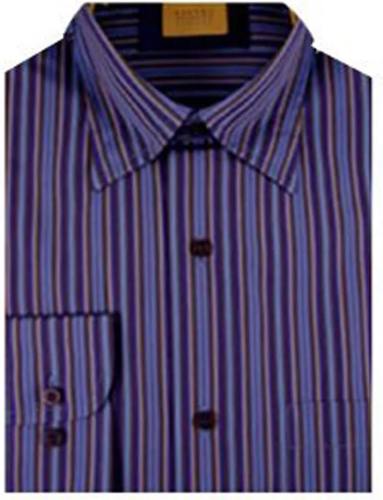 Purple with Blue, Rust & Grey Multi-Stripe Sport Shirt