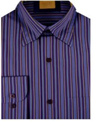 Purple with Blue, Rust & Grey Multi-Stripe Sport Shirt