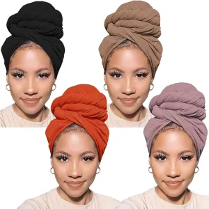 PWEOUKE Head Wraps for Black Women African Head Wrap Lightweight for Women Long Plain Turban Hair Scarf Scarves