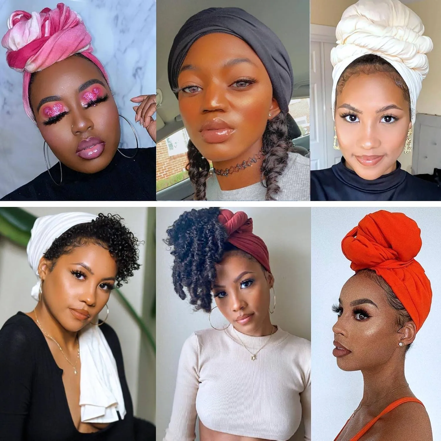 PWEOUKE Head Wraps for Black Women African Head Wrap Lightweight for Women Long Plain Turban Hair Scarf Scarves