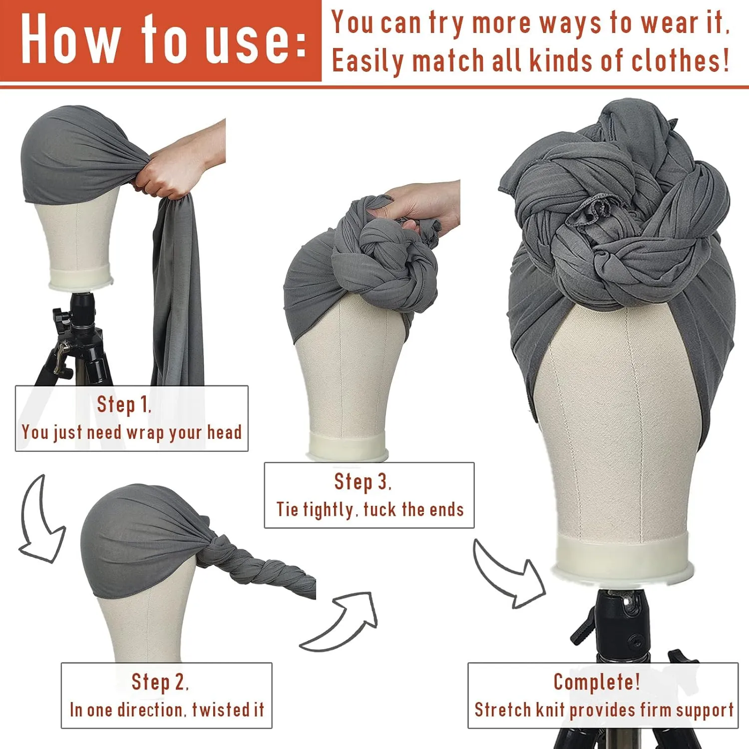 PWEOUKE Head Wraps for Black Women African Head Wrap Lightweight for Women Long Plain Turban Hair Scarf Scarves