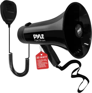 Pyle 40 Watt Professional Megaphone Clear Sound & Ergonomic Grip - Multi-Function with Talk, Siren, Volume Control - Detachable Handheld Mic - Indoor & Outdoor Sports, Emergency Response