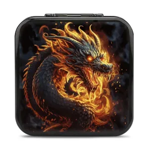QMNBTES Fire Chinese Dragon Switch Game Case Switch Game Holder Cartridge Case Storage 24 Games & 2 Micro Sd Card Slots, Travel Carry Cases, Portable Games Card Storage, Hard Shell, Buckle Closure