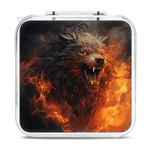 QMNBTES Wild Wolf in The Fire Switch Game Case Switch Game Holder Cartridge Case Storage 12 Games & 2 Micro Sd Card Slots, Travel Carry Cases, Portable Games Card Storage, Hard Shell, Buckle Closure