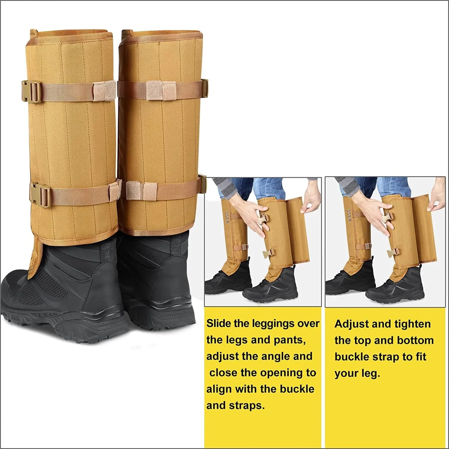 QOGIR Snake Gaiters 3 Pack: Durable Snake Guards for Hunting, Snake Gaiter Leggings for Men & Women, Snake Bite Protection for Lower Legs, Snake Proof Gaiters