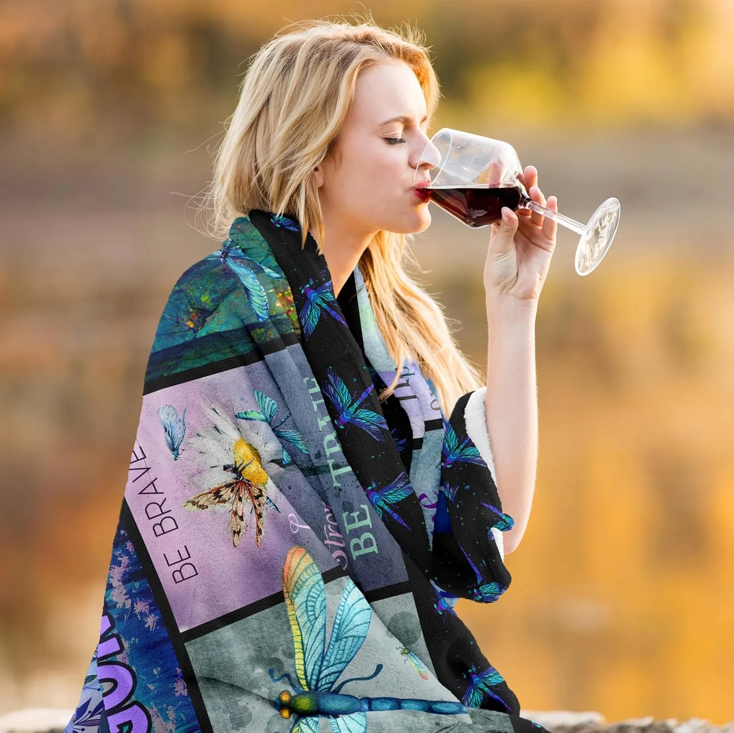 QOJUYO Dragonfly Gifts for Women, Dragonfly Lover Gifts Throw Blanket 60"X50", Dragonflies Gifts for Women