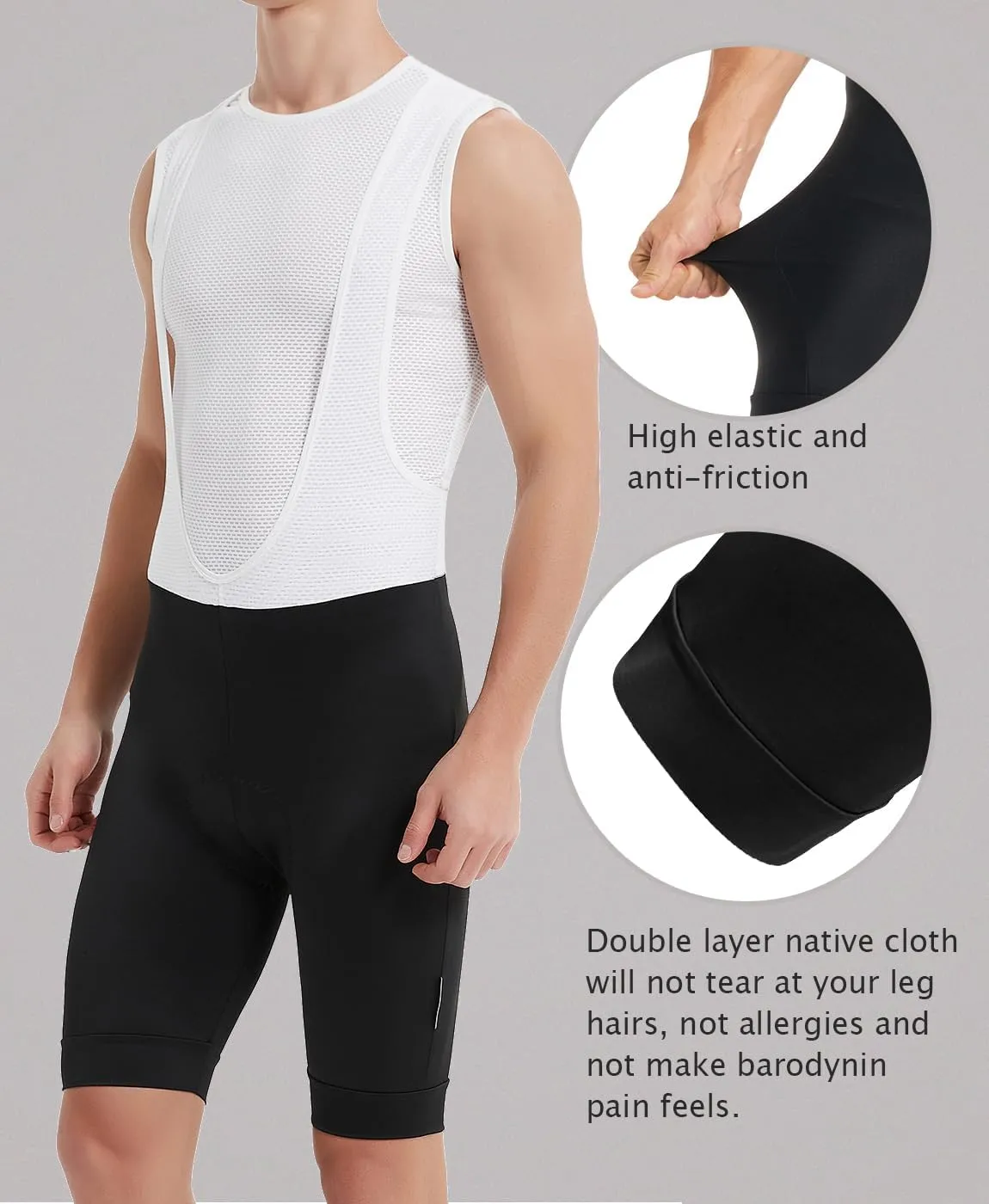 qualidyne Men's Cycling Bib Shorts 4D Padded Breathable Road Bike Bibs Biking Shorts