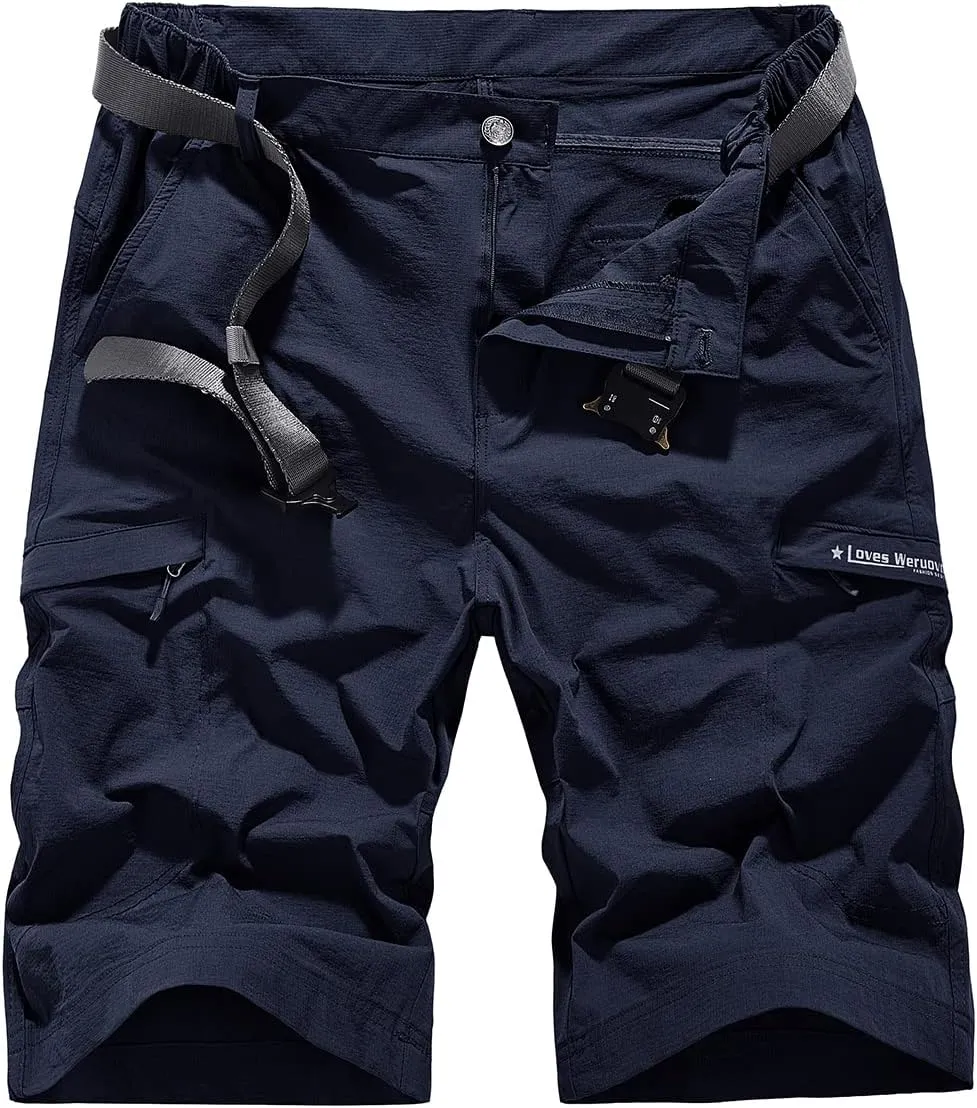 Quick Dry Cargo Hiking Strectchy Shorts Men's Outdoor Summer Causal Work Multi-Pocket Short (No Belt)