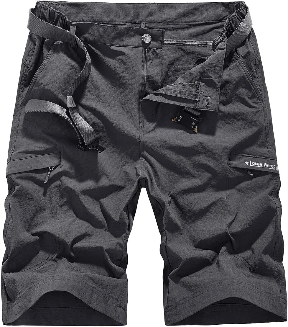 Quick Dry Cargo Hiking Strectchy Shorts Men's Outdoor Summer Causal Work Multi-Pocket Short (No Belt)