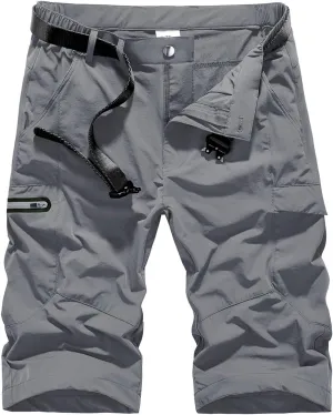 Quick Dry Cargo Shorts Men's Outdoor Summer Causal Hiking Multi-Pocket Short (No Belt)