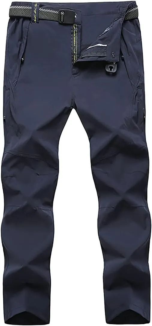 Quick Dry Hiking Cargo Pants Men's Outdoor Casual Workout Strech Breathable Pant with Multi-Pocket (No Belt)