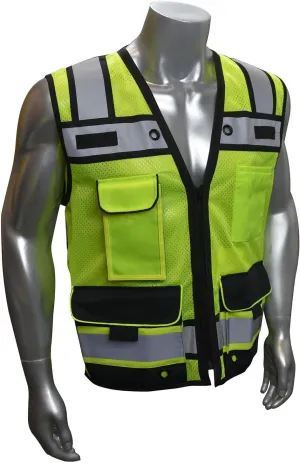 Radians SV65 Heavy Duty Surveyors Safety Vest with Zipper, Large Plan Pocket, Hi-Viz Green or Hi-Viz Orange