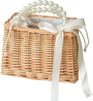 Rattan Handmade Handbags for Women Bamboo Bag Women's Tote Handbag Wood Bags Basket Vacation Summer Beach Bag